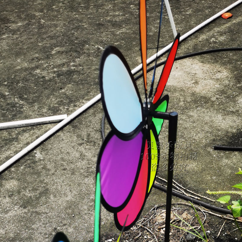 Double-Layer Sequined Windmill Cartoon Colorful Children&#039;s Park Stall Night Market Toy Six-Color Cloth Double-Layer Flag Windmill