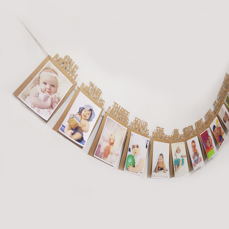 Baby Full-Year A Hundred Day Birthday Photo Hanging Flags Kraft Paper Photo Frame Hanging Flag 1 Year Old Photo Wall Decoration Colorful Flags Baby Full-Year A Hundred Day Birthday Photo Hanging Flags Kraft Paper Photo Frame Hanging Flag 1 Year Old Photo Wall Decoration Colorful Flags