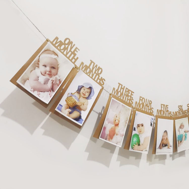 Baby Full-Year A Hundred Day Birthday Photo Hanging Flags Kraft Paper Photo Frame Hanging Flag 1 Year Old Photo Wall Decoration Colorful Flags Baby Full-Year A Hundred Day Birthday Photo Hanging Flags Kraft Paper Photo Frame Hanging Flag 1 Year Old Photo Wall Decoration Colorful Flags