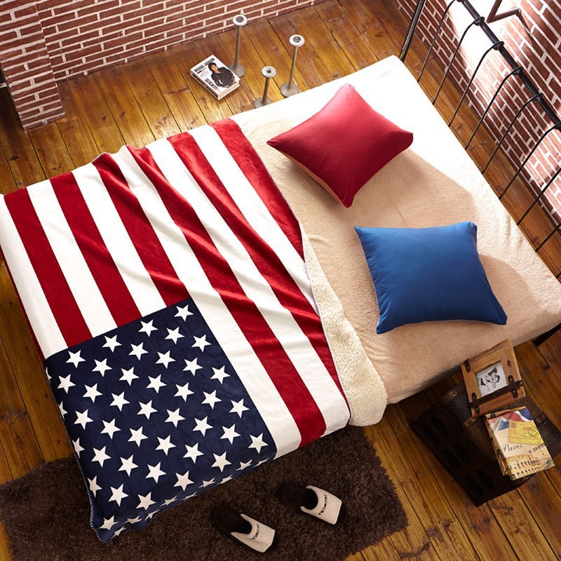 Lamb fleece double clearance blanket British flag office air conditioning sofa spring summer blanket