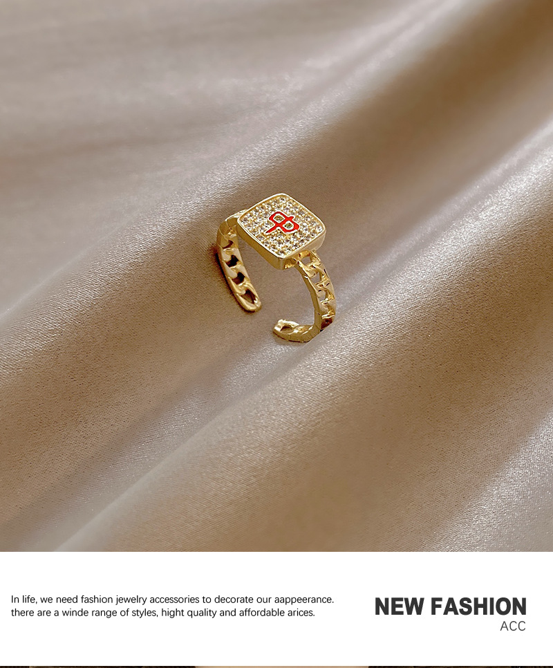 Douyin Online Influencer Same Style Mahjong Fortune Red Open Ring Female Niche High Sense Temperament Wild Index Finger Ring Douyin Online Influencer Same Style Mahjong Fortune Red Open Ring Female Niche High Sense Temperament Wild Index Finger Ring