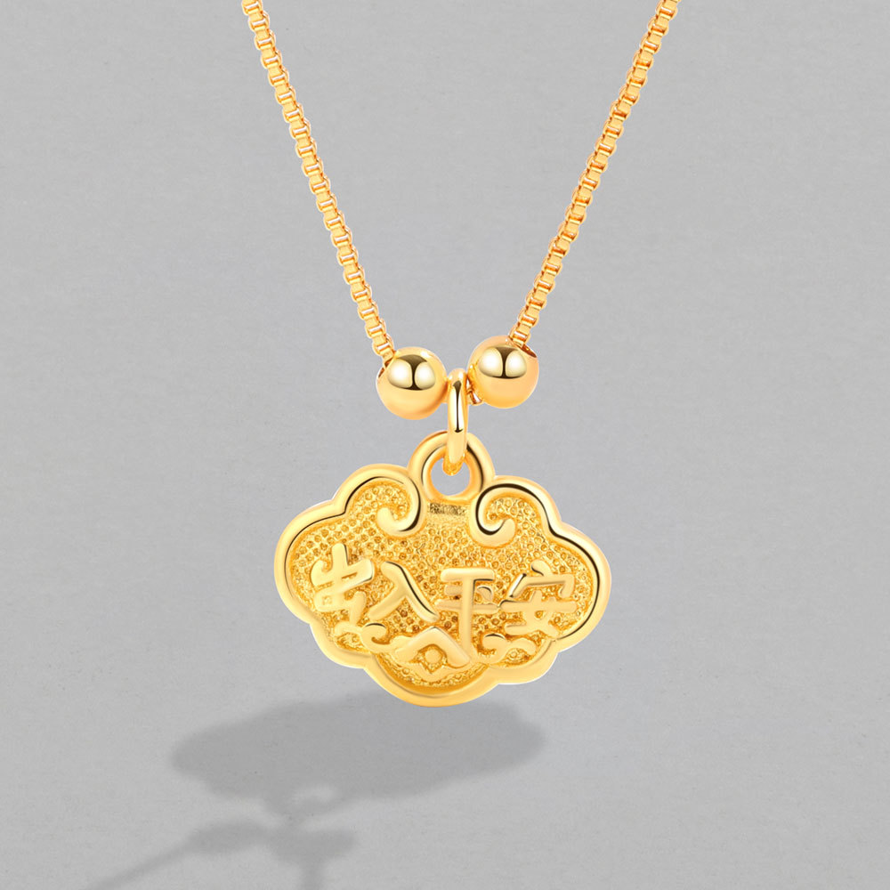 Placer Gold Jewelry Ancient French Gold DIY Accessories Long Life Fortune Lock Pendant Bell Accessory in Stock Wholesale