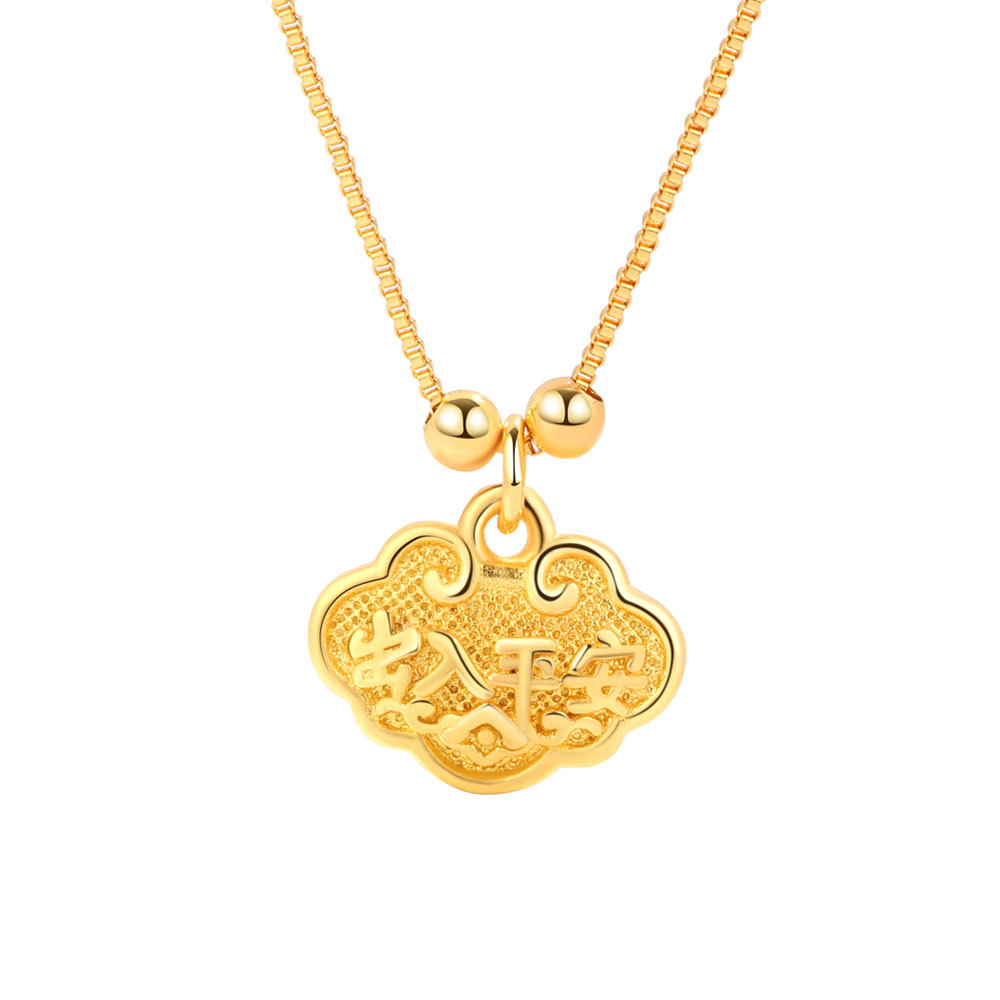 Placer Gold Jewelry Ancient French Gold DIY Accessories Long Life Fortune Lock Pendant Bell Accessory in Stock Wholesale
