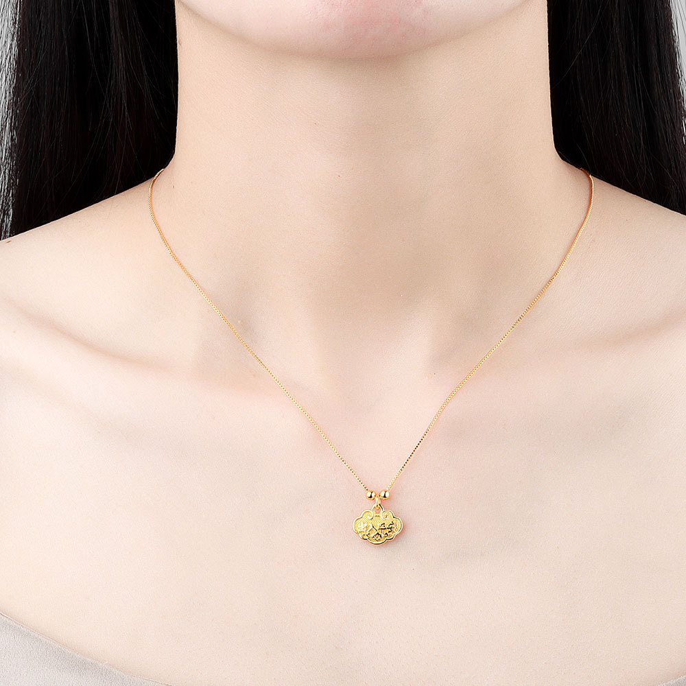 Placer Gold Jewelry Ancient French Gold DIY Accessories Long Life Fortune Lock Pendant Bell Accessory in Stock Wholesale