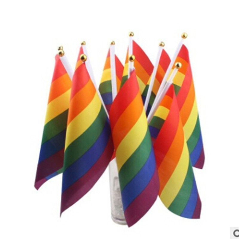 No 8 Rainbow Flag 14 21cm Hand Signal Flag Gay SixColor Flag Activity Parade Flag Spot