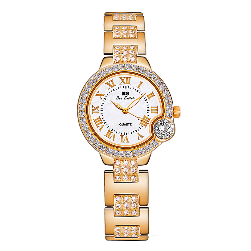 BS New Arrival Hot Sale Watch Factory Direct Sales Foreign Trade Linked List Customization Women&#039;s Watch Full of Diamonds One Piece Dropshipping Fa1503