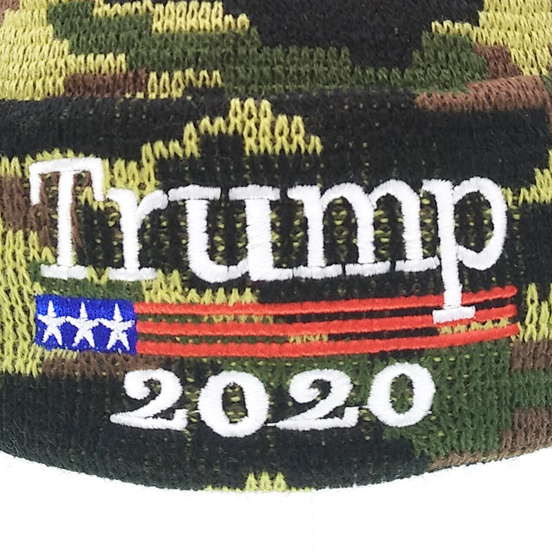 New Trump 2020trump Camouflage Woolen Cap American Flag Embroidered Knitted Hat Thermal Head Cover Hat New Trump 2020trump Camouflage Woolen Cap American Flag Embroidered Knitted Hat Thermal Head Cover Hat