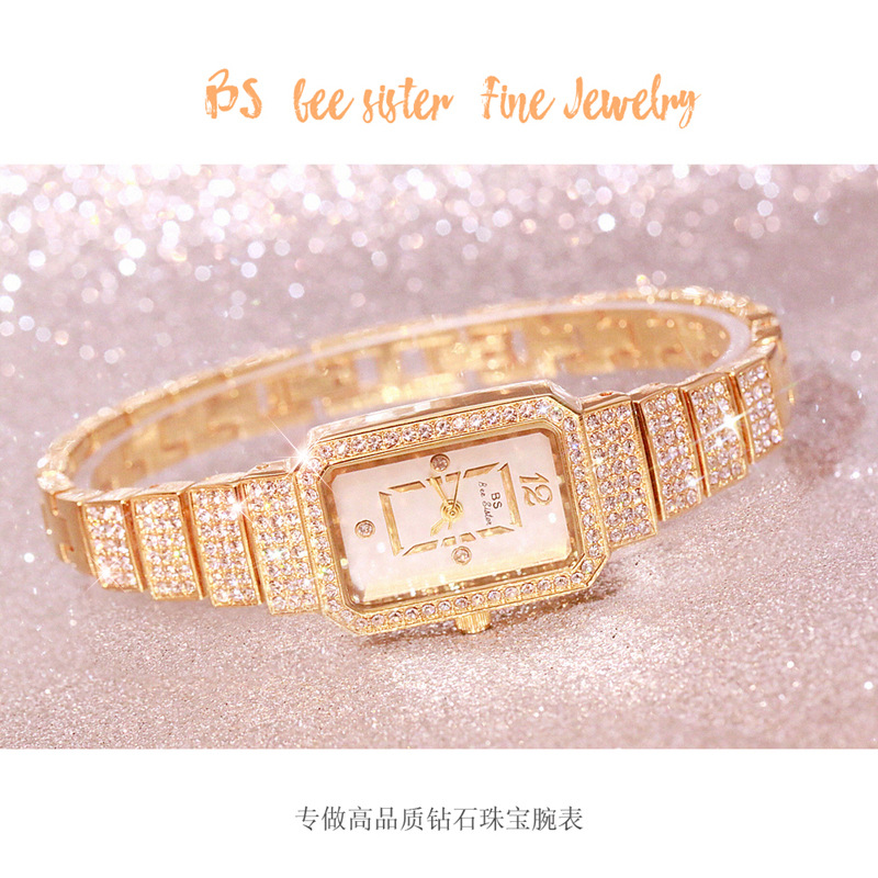 BS New Arrival Hot Sale Watch Factory Direct Sales Foreign Trade Linked List Customization Women&#039;s Watch Full of Diamonds One Piece Dropshipping Fa1138