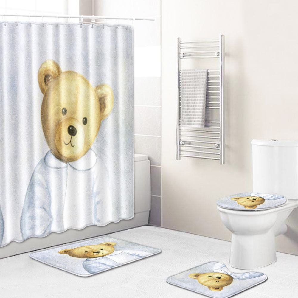 Abstract Bathroom Mats Combination 4 PCs Set Toilet Carpet Shower Room Mat Mat Cross-Border Delivery Abstract Bathroom Mats Combination 4 PCs Set Toilet Carpet Shower Room Mat Mat Cross-Border Delivery