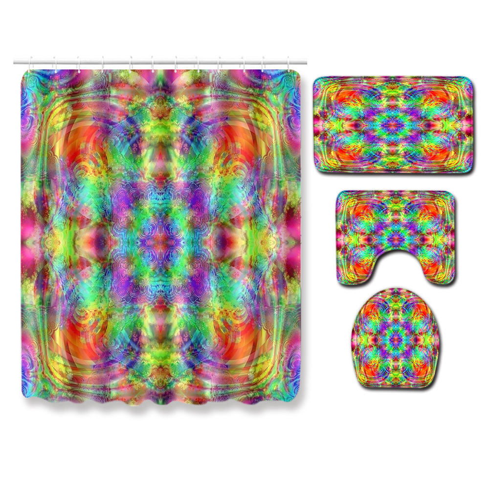Abstract Bathroom Mats Combination 4 PCs Set Toilet Carpet Shower Room Mat Mat Cross-Border Delivery Abstract Bathroom Mats Combination 4 PCs Set Toilet Carpet Shower Room Mat Mat Cross-Border Delivery