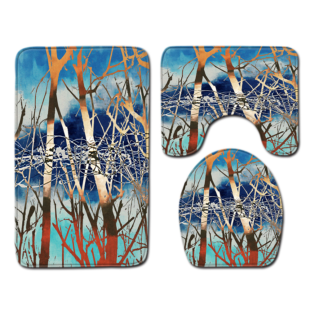 Abstract Bathroom Mats Combination 4 PCs Set Toilet Carpet Shower Room Mat Mat Cross-Border Delivery Abstract Bathroom Mats Combination 4 PCs Set Toilet Carpet Shower Room Mat Mat Cross-Border Delivery