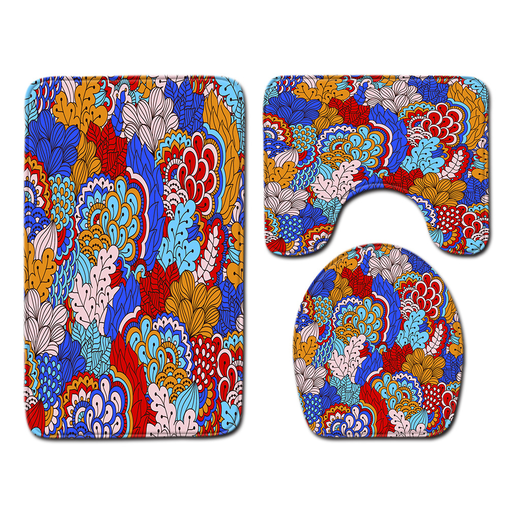 Abstract Bathroom Mats Combination 4 PCs Set Toilet Carpet Shower Room Mat Mat Cross-Border Delivery Abstract Bathroom Mats Combination 4 PCs Set Toilet Carpet Shower Room Mat Mat Cross-Border Delivery