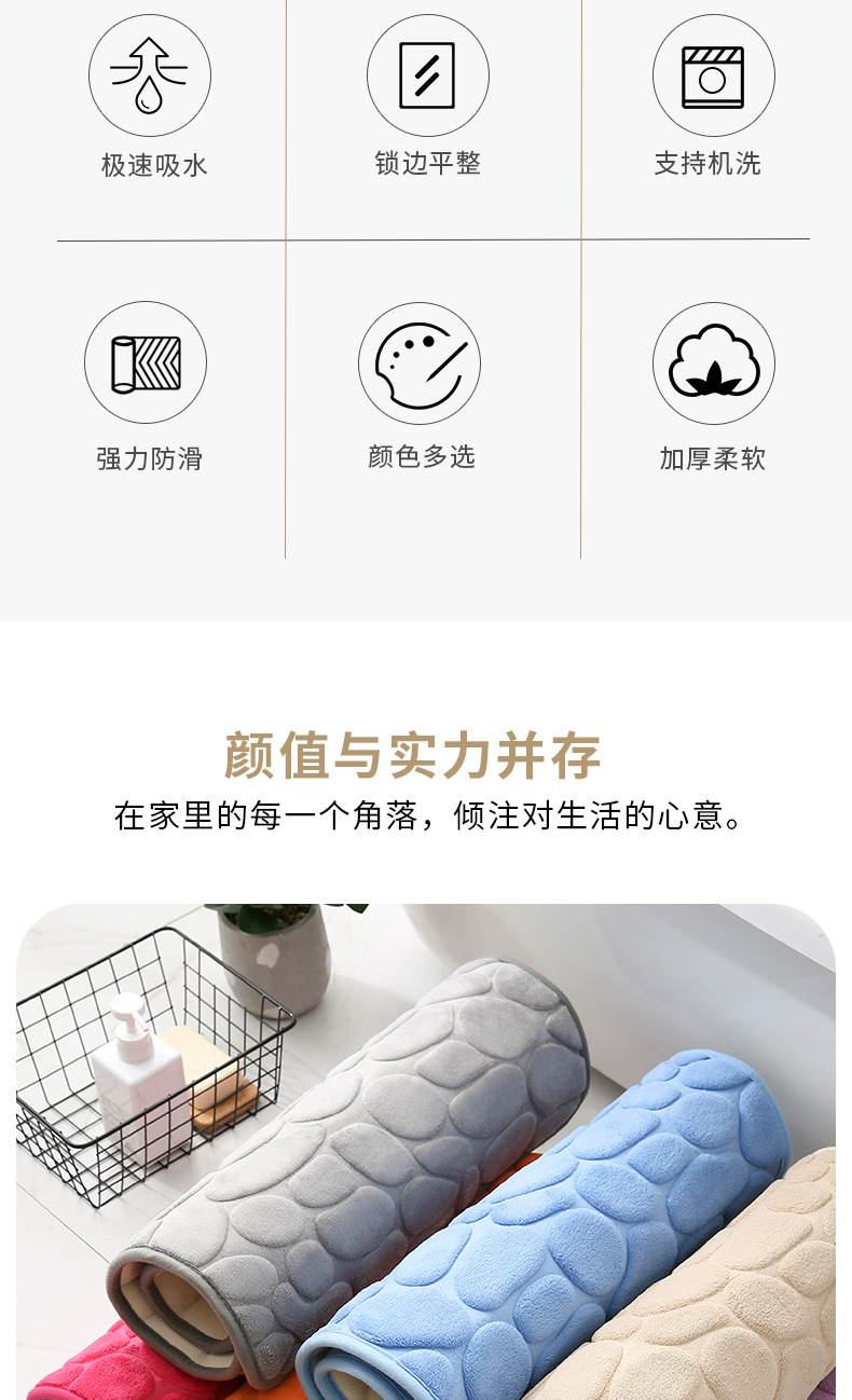 Memory Foam Absorbent Floor Mat Bathroom Bathroom Door Non-Slip Foot Mats Kitchen Door Mat Bedroom Carpet Bedside