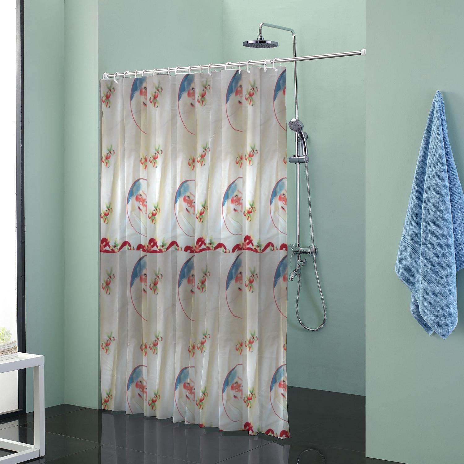 Thickened small curtain set bathroom hanging curtain waterproof mouldproof perforated toilet curtain cloth bath partition curtain