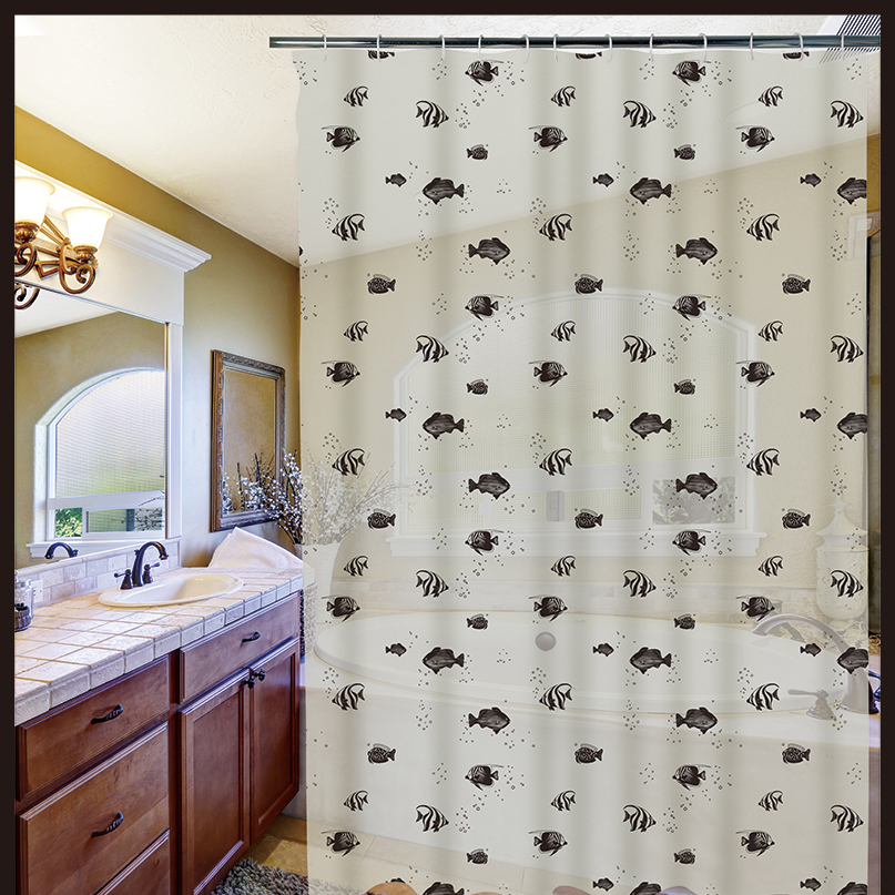 1.8*1.8 Bathroom Waterproof Mildew Shower Curtain Cloth Bath Punch-Free Shower Room Partition Hanging Curtain Bathroom Shower Curtain