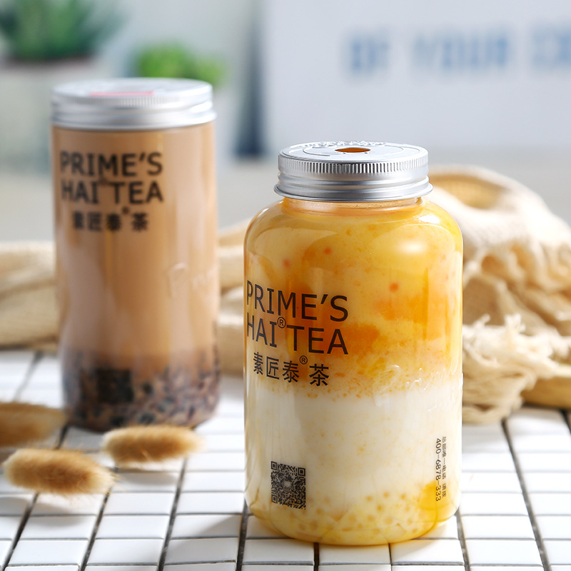 Wholesale Su Jiang Tai Tea Net Red Plastic Bottle Milk Tea Fat Beverage Bottle U-Shaped Cool Drinks Cup Outer Belt Disposable Cup