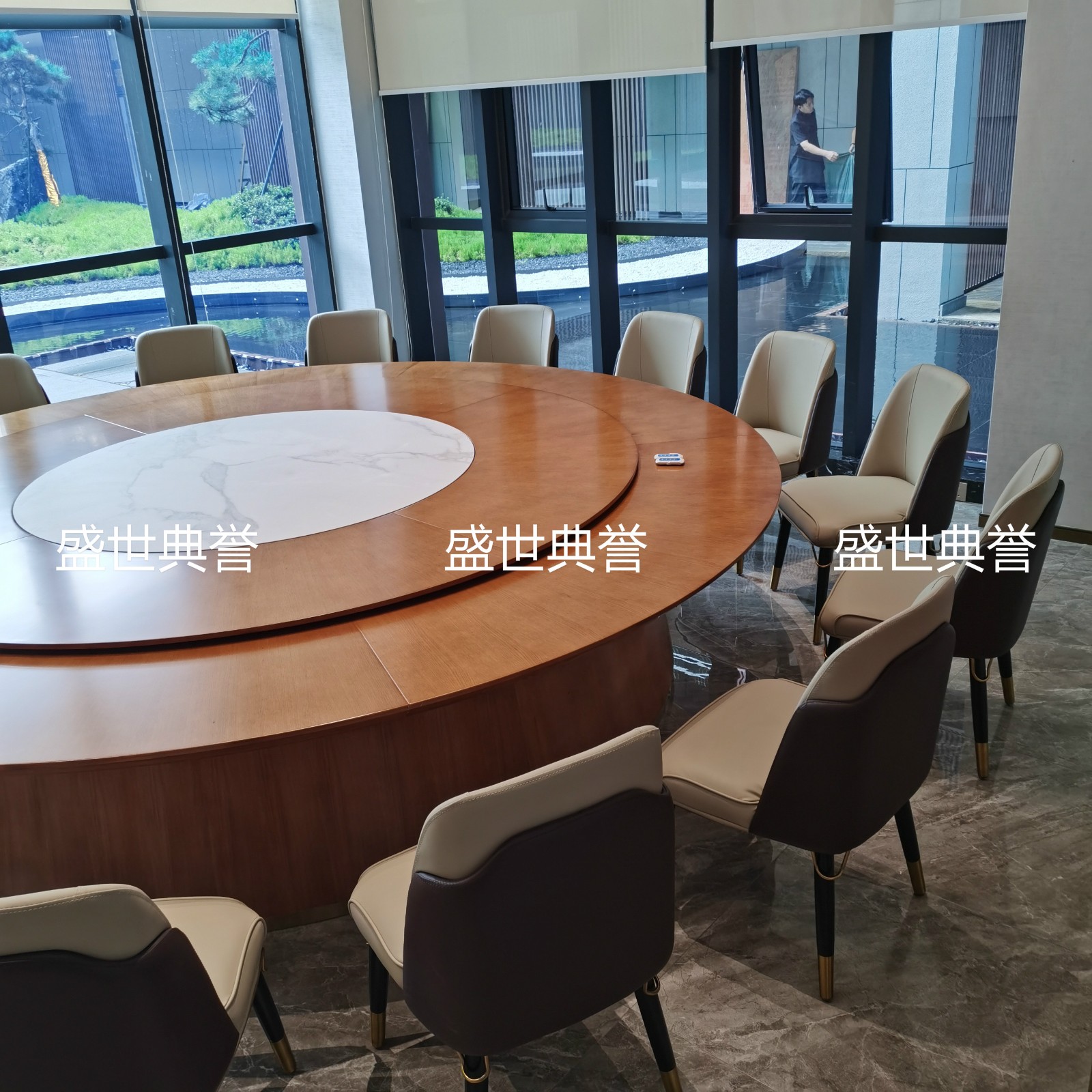 Hotel Balcony Solid Wood Dining Table and Chair Club Light Luxury Dining Chair Seafood Hotel Solid Wood Dining Chair