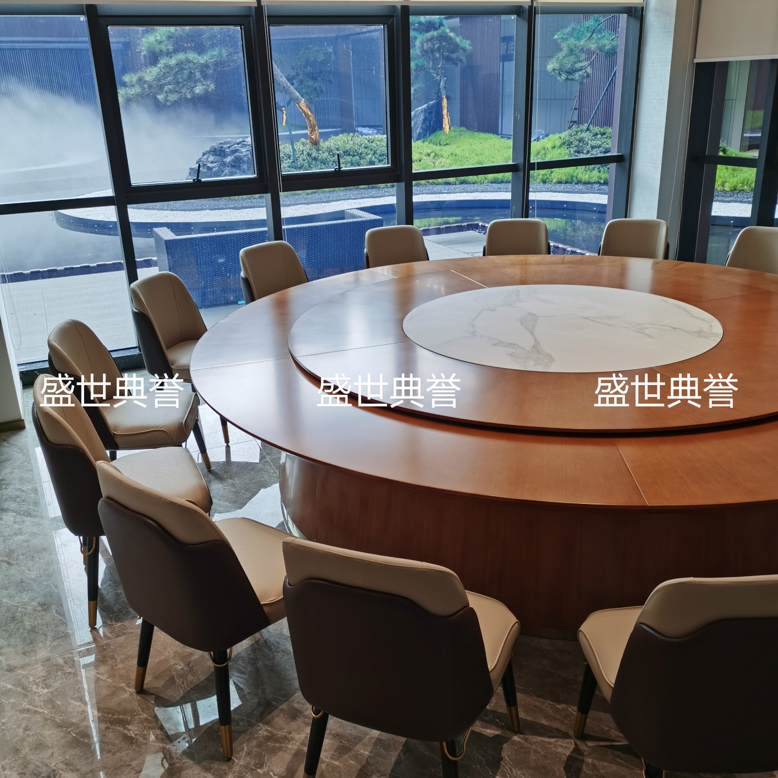 Hotel Balcony Solid Wood Dining Table and Chair Club Light Luxury Dining Chair Seafood Hotel Solid Wood Dining Chair