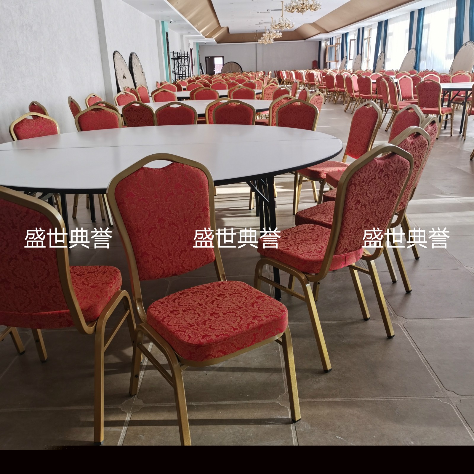 Hotel Folding Dining Table and Chair Conference Center Wedding Banquet Steel Chair Foreign Trade Wedding Banquet Chair