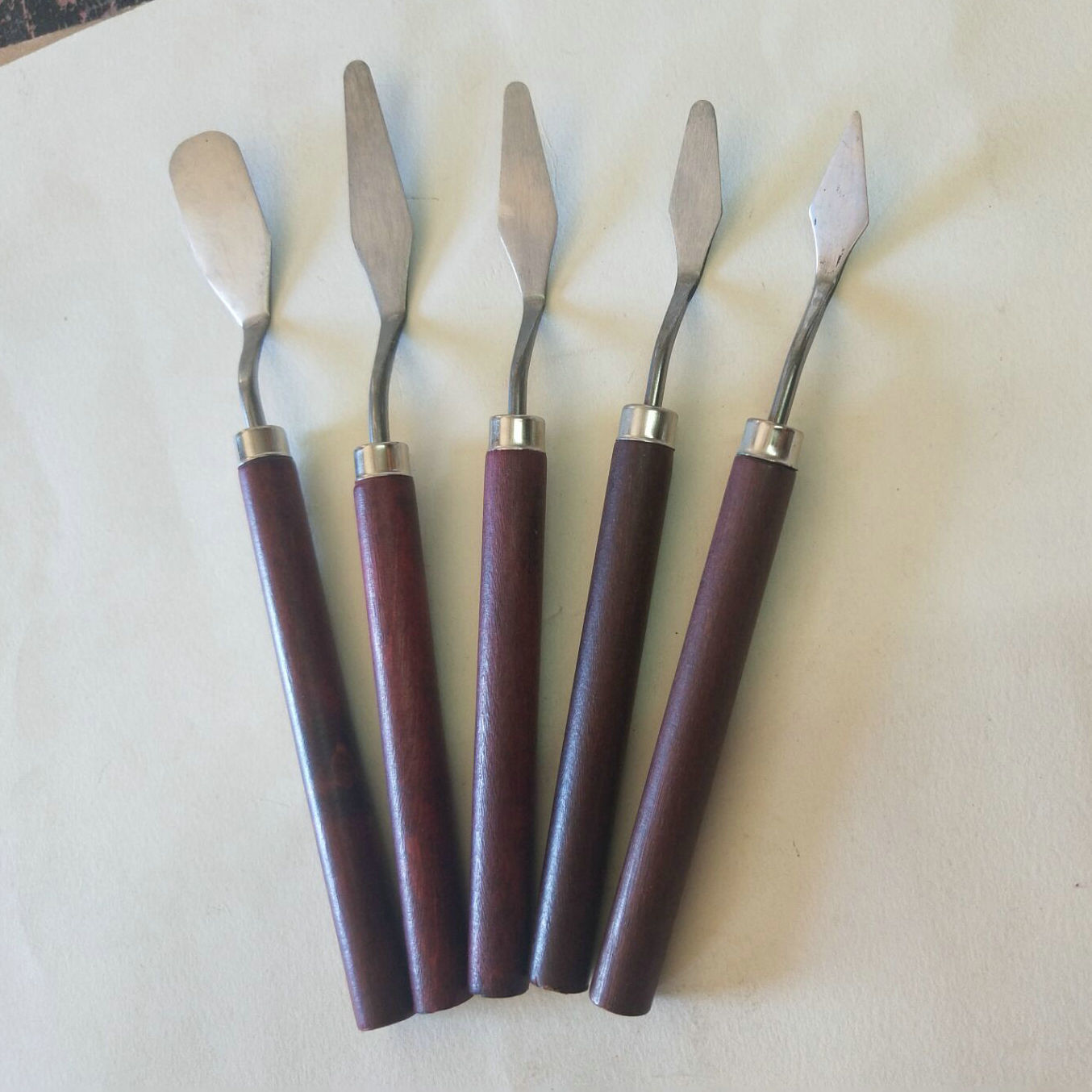 Stainless Steel Art Oil Painting Knife Palette Knife Painting Supplies Wooden Flat Pointed Paint Scraper Blade
