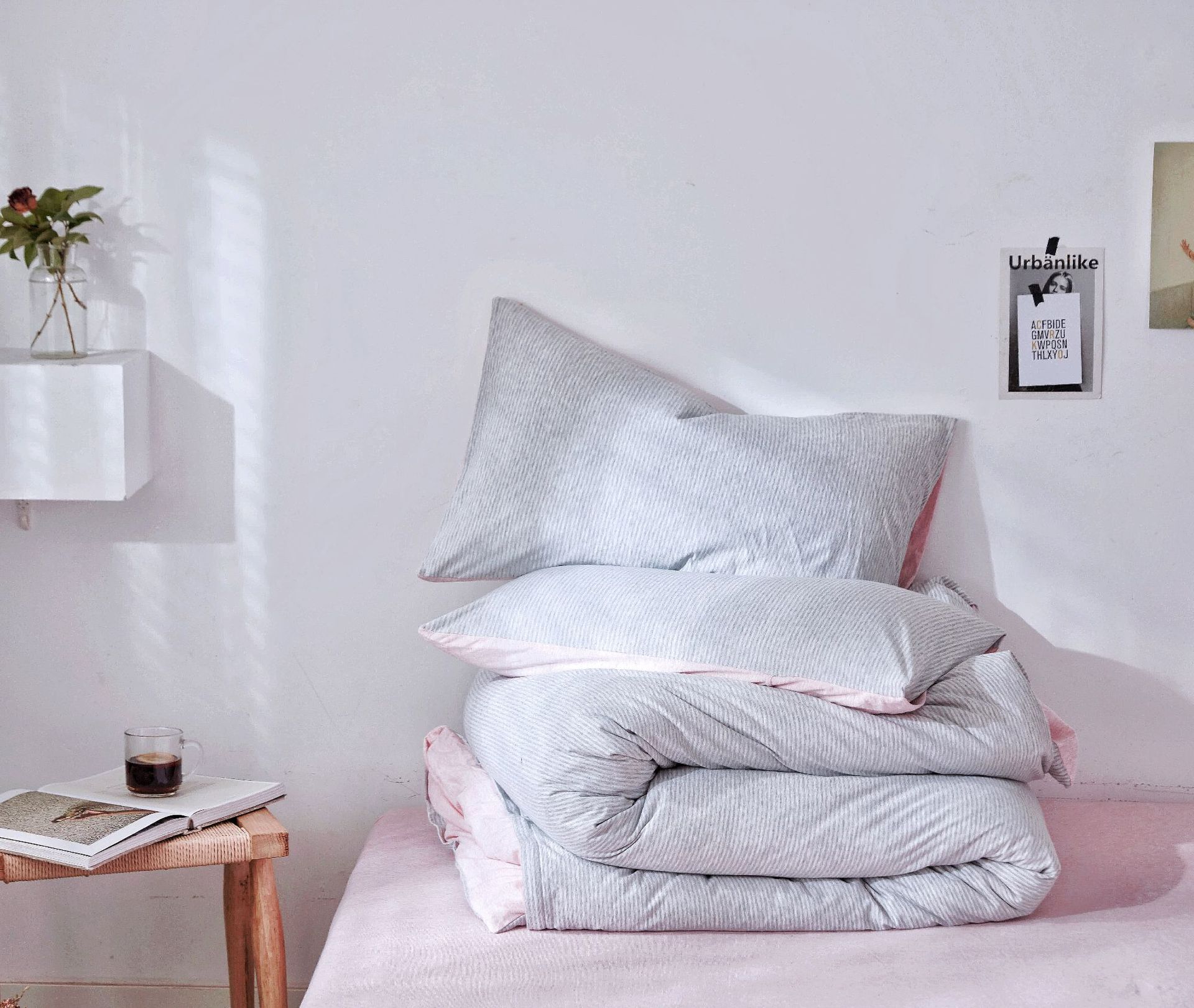 Four-Piece Set of Japanese Style Muji Knitted Cotton Striped Bedding Set 1.5 1.8 M Bedding Wholesale Four-Piece Set of Japanese Style Muji Knitted Cotton Striped Bedding Set 1.5 1.8 M Bedding Wholesale