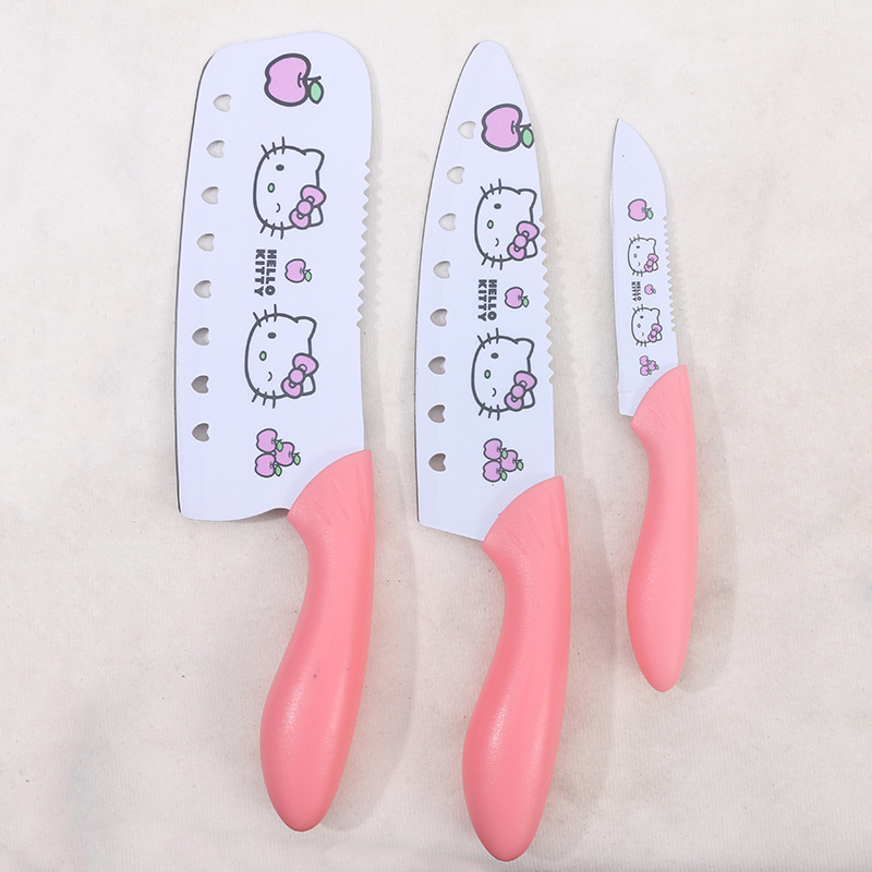 Printed FourPiece Bedding Set Knife NonStick Paint Process Household Knife Set Blade Arc Handle Printing Kitchen Knife