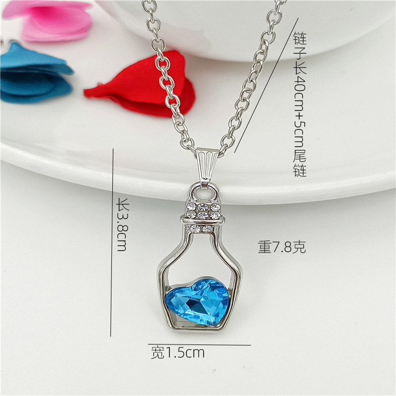 Creative Fashion Popular Heart Shape Crystal Necklace Trend Gold Plating Diamond Drift Bottle Pendant Female Accessories Creative Fashion Popular Heart Shape Crystal Necklace Trend Gold Plating Diamond Drift Bottle Pendant Female Accessories