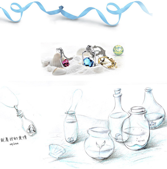 Creative Fashion Popular Heart Shape Crystal Necklace Trend Gold Plating Diamond Drift Bottle Pendant Female Accessories Creative Fashion Popular Heart Shape Crystal Necklace Trend Gold Plating Diamond Drift Bottle Pendant Female Accessories