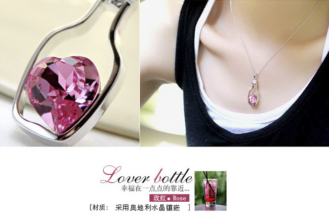 Creative Fashion Popular Heart Shape Crystal Necklace Trend Gold Plating Diamond Drift Bottle Pendant Female Accessories Creative Fashion Popular Heart Shape Crystal Necklace Trend Gold Plating Diamond Drift Bottle Pendant Female Accessories
