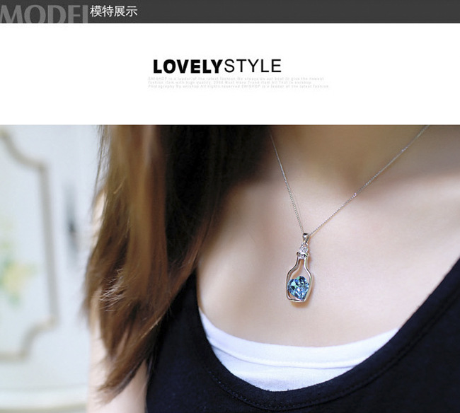 Creative Fashion Popular Heart Shape Crystal Necklace Trend Gold Plating Diamond Drift Bottle Pendant Female Accessories Creative Fashion Popular Heart Shape Crystal Necklace Trend Gold Plating Diamond Drift Bottle Pendant Female Accessories