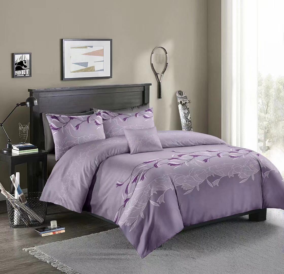 WISH AliExpress Amazon Hot Selling Bedding American Imitation Embroidery Ink Blue Quilt Cover Pillowcase No Bedding Set