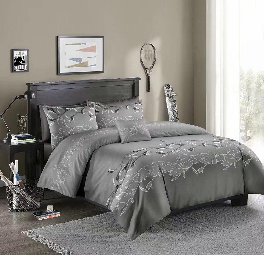 WISH AliExpress Amazon Hot Selling Bedding American Imitation Embroidery Ink Blue Quilt Cover Pillowcase No Bedding Set