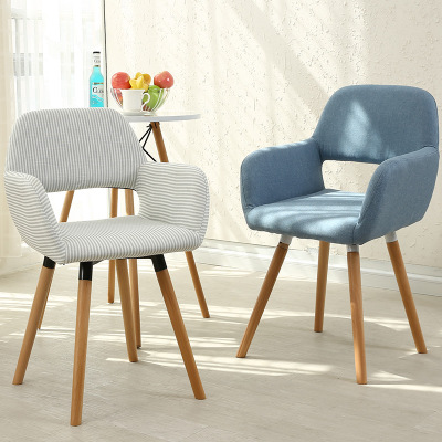 Nordic Dining Chair Wooden Lounge Chair Designer European-Style Simple Fabric Single Person Computer Sofa Chair Desk Armrest Nordic Dining Chair Wooden Lounge Chair Designer European-Style Simple Fabric Single Person Computer Sofa Chair Desk Armrest