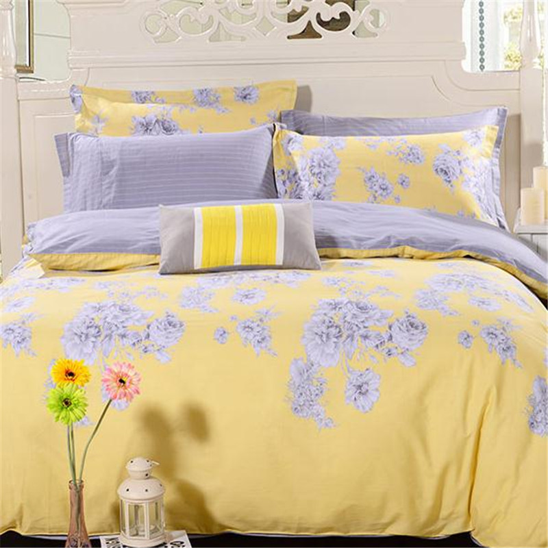 Yellow Hyacinth High-Density Active Printed Four-Piece Bedding Set 200x230 Bedding