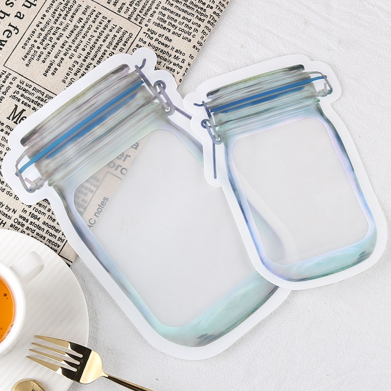 Creative Simulation Bottle Food Self-Sealing Zipper Bag Snack Candy Cookies Baking Dried Fruit Packaging Bag