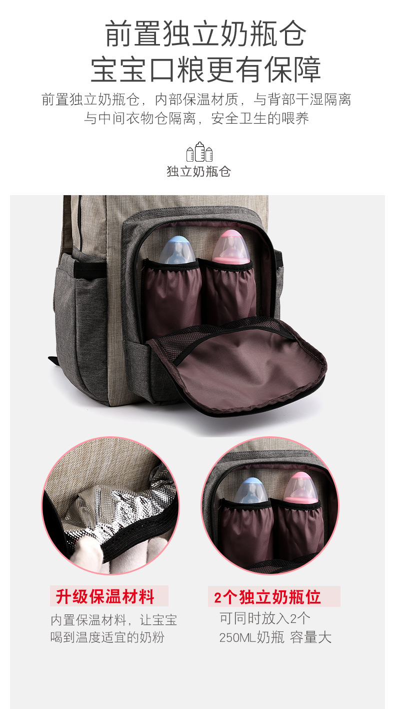 Factory Mummy Bag Large Capacity Multi-Functional Fashion Backpack Baby Diaper Bag Waterproof Maternity Bottle Diaper Backpack Customization Factory Mummy Bag Large Capacity Multi-Functional Fashion Backpack Baby Diaper Bag Waterproof Maternity Bottle Diaper Backpack Customization