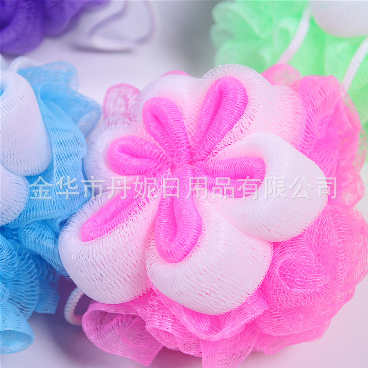  direct sale hot style hot sell plum shape bath flower colorful bath ball environmental protection PE bath must