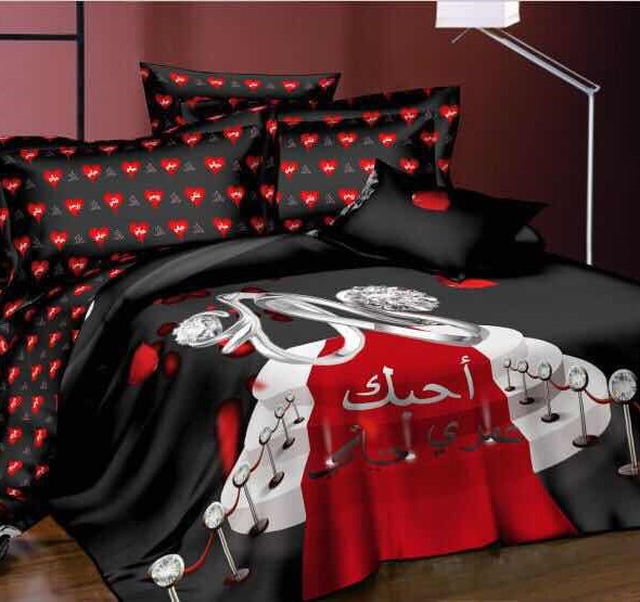 Bedding set four-piece rose lip series printed in Arabic Bedding set four-piece rose lip series printed in Arabic