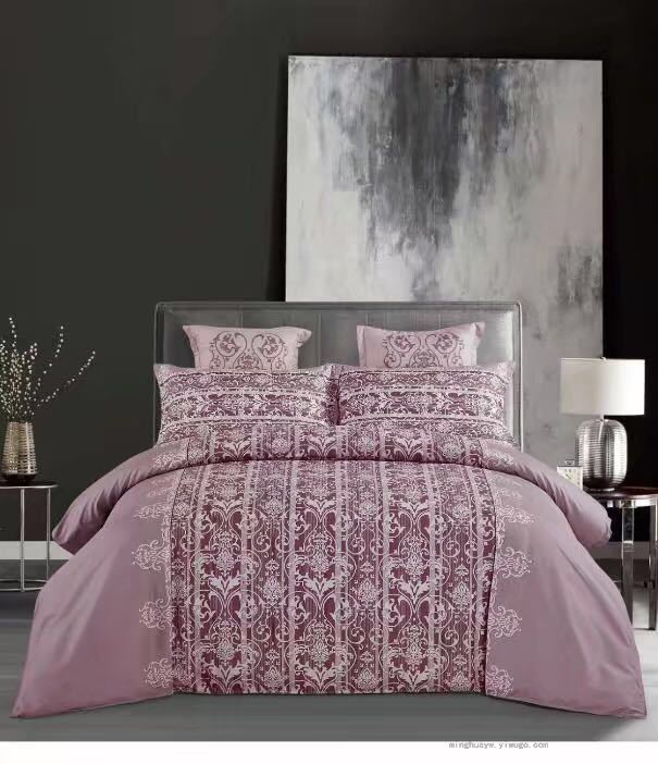 European-Style Four-Piece Bedding Set with Simple European Patterns Can Be Customized