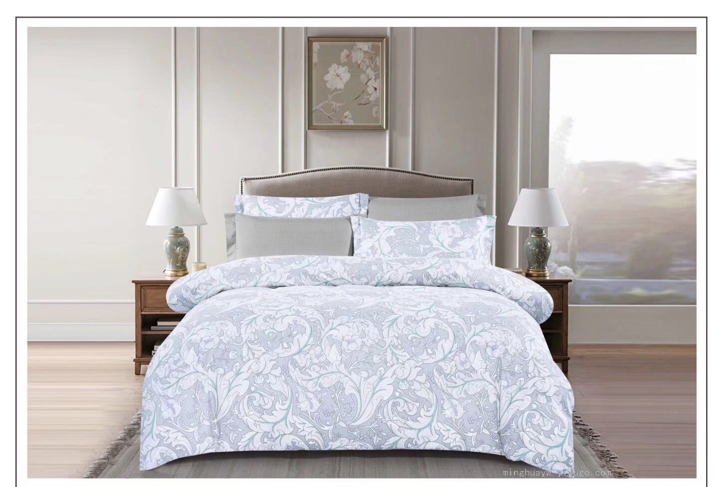 European-Style Four-Piece Bedding Set with Simple European Patterns Can Be Customized