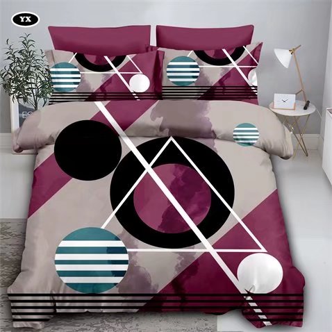 Fashion Simple Geometric Pattern Ling-Shaped Color Blocking Four-Piece Bedding Set Fashion Simple Geometric Pattern Ling-Shaped Color Blocking Four-Piece Bedding Set