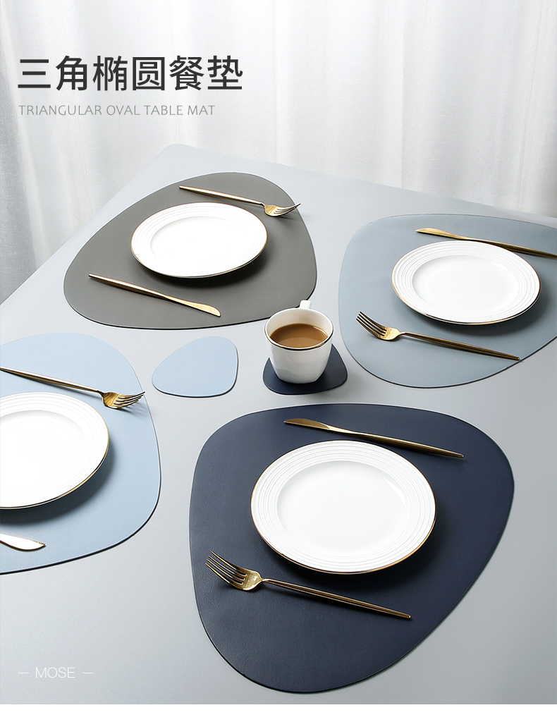 Spot PU Leather European-Style Insulation Placemat Triangle Dining Table Cushion Non-Slip and Oilproof Western Food Placemat Bowl Coaster Cup Coaster Spot PU Leather European-Style Insulation Placemat Triangle Dining Table Cushion Non-Slip and Oilproof Western Food Placemat Bowl Coaster Cup Coaster
