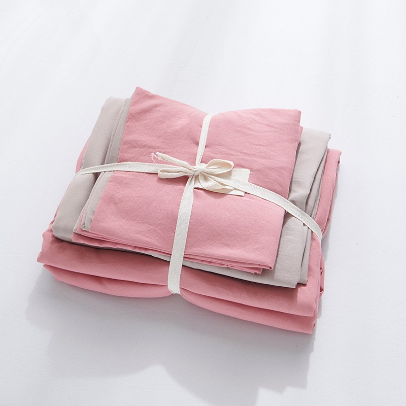 Nordic Four-Piece Bedding Set Simple Plaid Quilt Cover Bed Sheet and Pillowcase Washed Cotton Nordic Four-Piece Bedding Set Simple Plaid Quilt Cover Bed Sheet and Pillowcase Washed Cotton