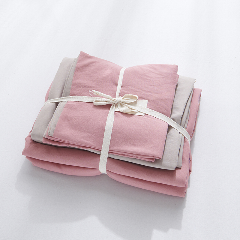 Nordic Four-Piece Bedding Set Simple Plaid Quilt Cover Bed Sheet and Pillowcase Washed Cotton Nordic Four-Piece Bedding Set Simple Plaid Quilt Cover Bed Sheet and Pillowcase Washed Cotton