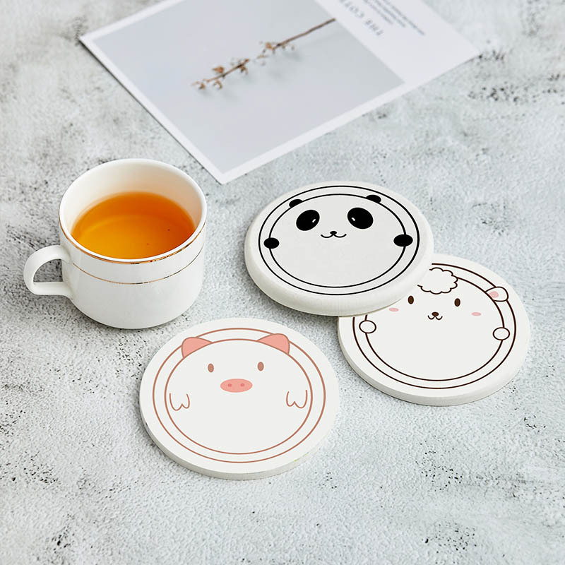 Japanese Cartoon Diatomite round Coaster Diatom Ooze Teacup Mat Absorbent Heat Insulation Moisture Proof Coffee Cup Mat Wholesale