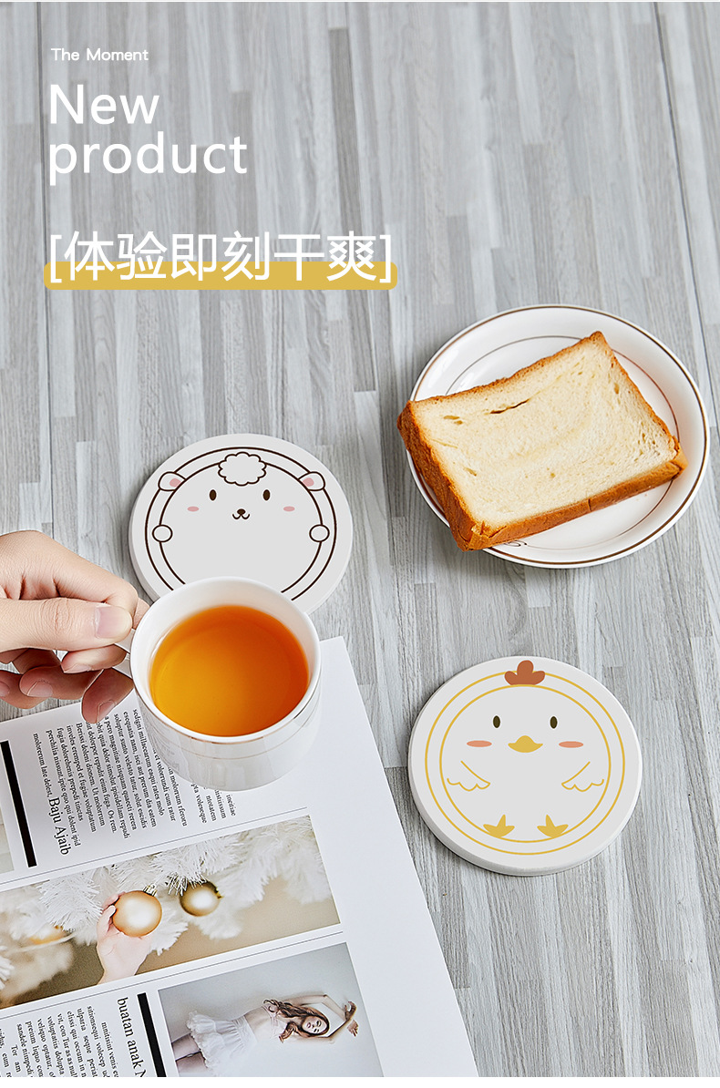 Japanese Cartoon Diatomite round Coaster Diatom Ooze Teacup Mat Absorbent Heat Insulation Moisture Proof Coffee Cup Mat Wholesale Japanese Cartoon Diatomite round Coaster Diatom Ooze Teacup Mat Absorbent Heat Insulation Moisture Proof Coffee Cup Mat Wholesale