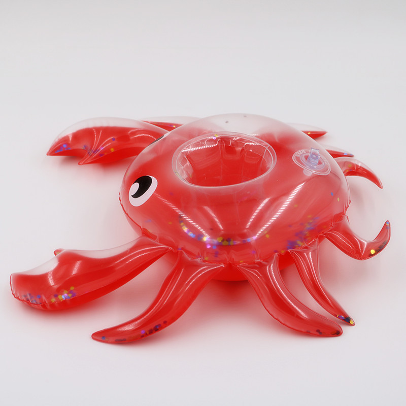 Factory Supply Ins Hot Sale Inflatable Sequins Crab Coaster Water Crab Cup Holder Floating Beverage Cup Holder