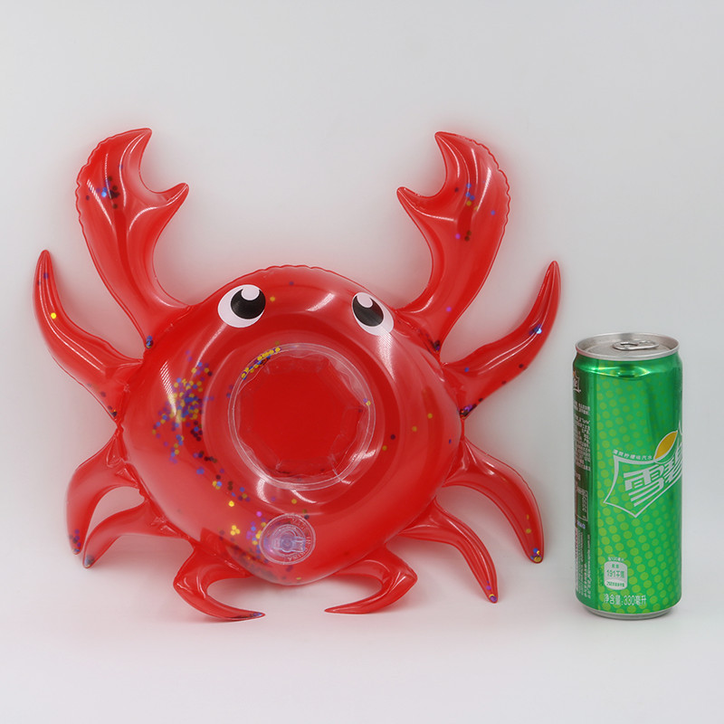 Factory Supply Ins Hot Sale Inflatable Sequins Crab Coaster Water Crab Cup Holder Floating Beverage Cup Holder