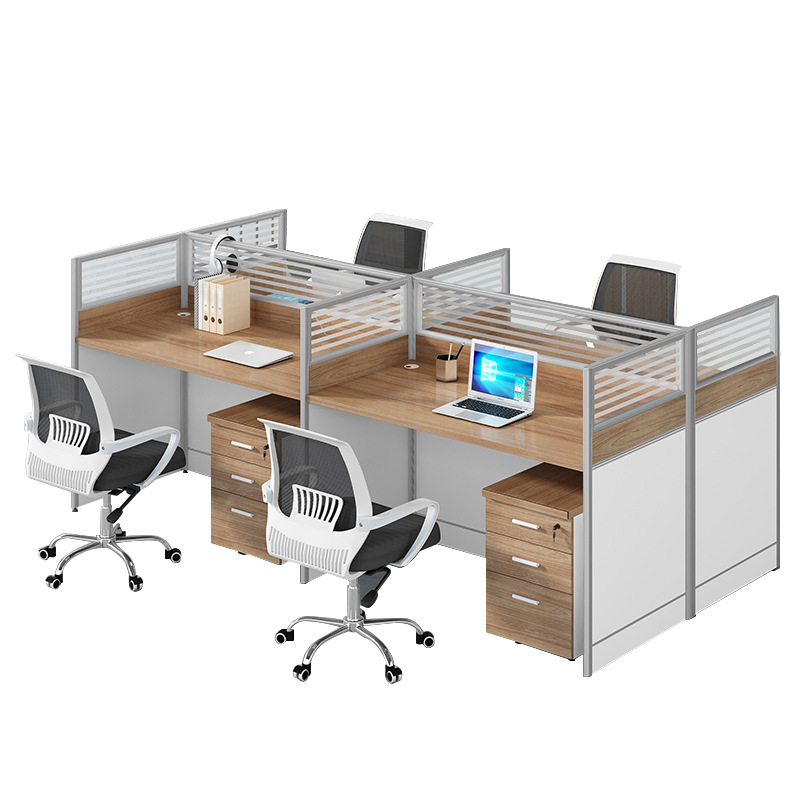 Staff Table and Chair Combined Office Furniture Simple Four-Person Station 4 Staff Card Holder 6 People Office Desk with Chinese Screen Card Position