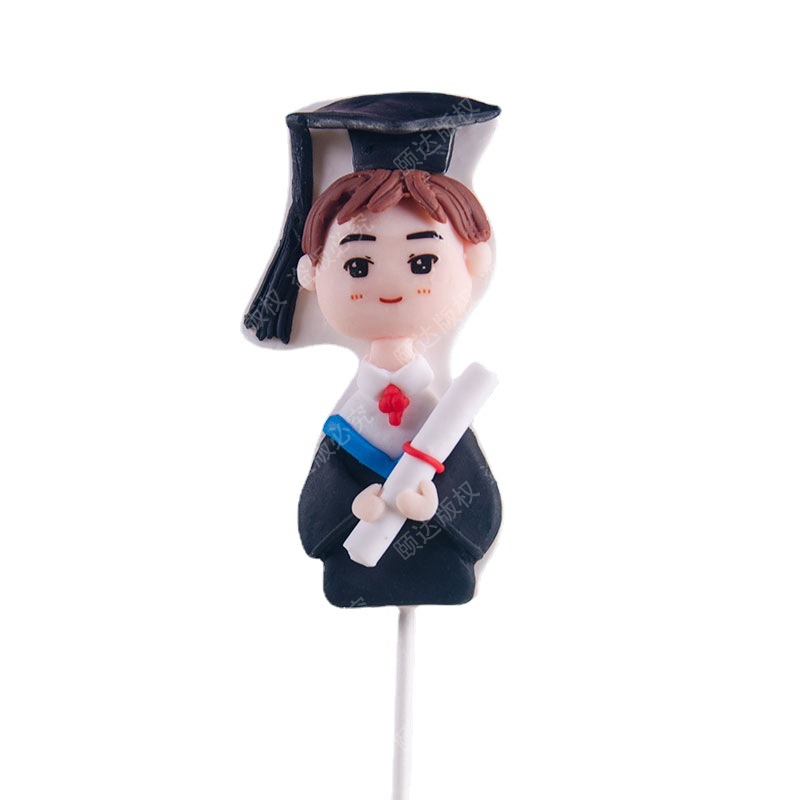 Graduation Season Boys and Girls Doctor Golden Ranking Title Cake Decoration Accessories Inserts Card Baking Dessert Table Decoration